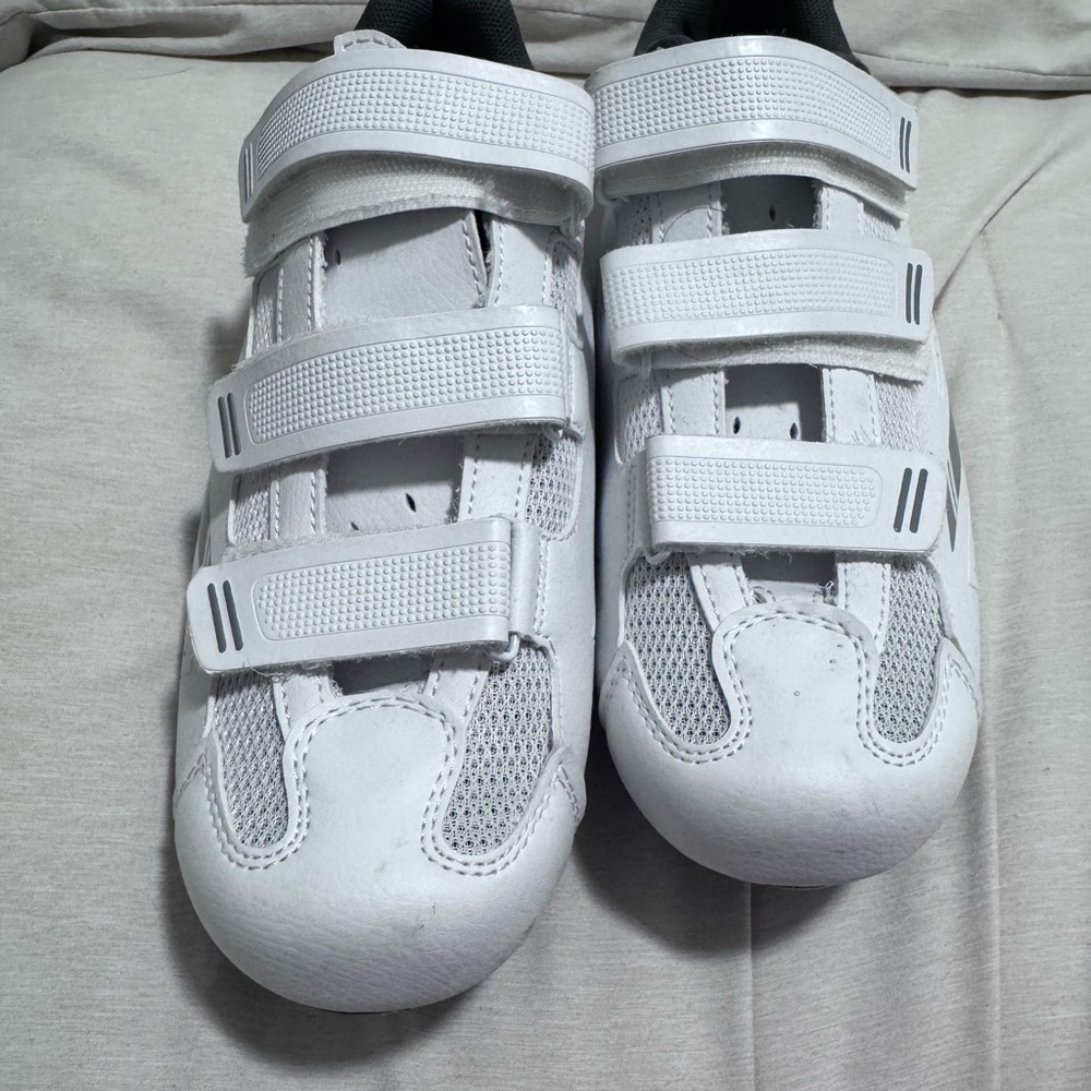 White cycling shoes